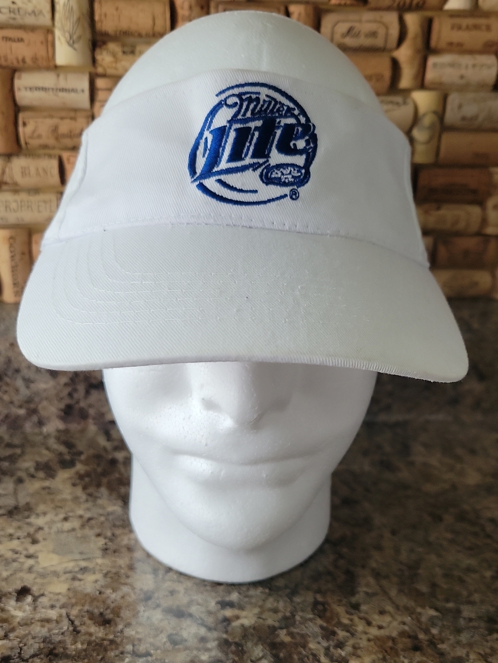 Vintage Miller Lite Embroidered Promo White Sun Visor